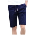 thumbnail image 1 of Men's Linen Elastic Waist Drawstring Shorts - Classic Fit for Summer Beach and Outdoor Activities, 1 of 5