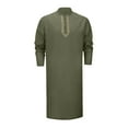 thumbnail image 1 of Men's Linen Kaftan Button Down Casual Shirt, Long Sleeve, Gown Style, Embroidery Design, for Casual and Holiday Wear, 1 of 7