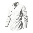 thumbnail image 1 of Men's Linen Long Sleeve Shirt Double Pocket Casual Button Up Shirt for Men Comfortable Breathable Wear Men's Lightweight Crewneck Tee Tops, 1 of 4