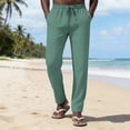 thumbnail image 1 of Men's Linen Pants Elastic Waist Casual Straight Leg Trousers Summer Breathable Beach Holiday Travel Loose Lounge Pants Sizes,S-2XL, 1 of 8