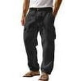 thumbnail image 1 of Men's Linen Pants For Summer Multi Pocket Straight Leg Comfortable And Breathable Outdoor Pants Black, 1 of 6