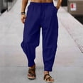 thumbnail image 1 of Men’s Linen Pants Lightweight Thin Drawstring Trousers, Breathable Casual Sweatpants with Elastic Waist, Comfortable Jogger Pants for Summer, Yoga, Beach, Travel and Daily Wear, 1 of 3