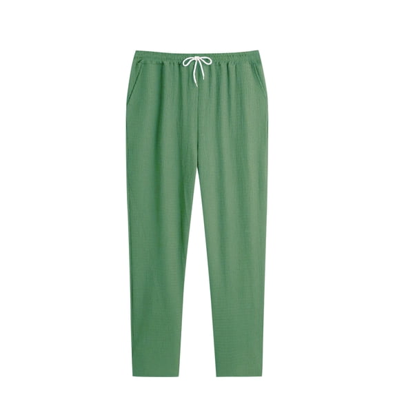 Men's Linen Pants Solid Color Casual Fashion Elastic Waist Loos Wide Leg Straight Daily Casual Wear