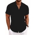thumbnail image 1 of Men's Linen Shirts Short Sleeve Casual Shirts Button Down Shirt for Men Beach Summer Wedding Shirt, 1 of 10