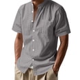 thumbnail image 1 of Men's Linen Short Sleeve Button Down Shirt Casual Breathable Summer Beach Resort Comfortable Stylish Lightweight Top, 1 of 8
