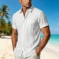 thumbnail image 1 of Men's Linen Short Sleeve Casual Shirt - Loose Fit Hawaiian Button Down, 1 of 6