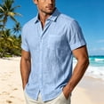 thumbnail image 1 of Men's Linen Short Sleeve Casual Shirt - Loose Fit Hawaiian Button Down, 1 of 6