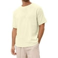 thumbnail image 1 of Men's Linen Short Sleeve T Shirt Breathable Comfortable Crew Neck Casual Summer Top Lightweight Relaxed Fit Tee, 1 of 8