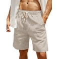 thumbnail image 1 of Men's Linen Shorts Casual Elastic Waist Drawstring Summer Beach Shorts M, 1 of 6