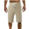 thumbnail image 1 of Men's Linen Shorts Casual Elastic Waist Drawstring Summer Beach Vacation Yoga Golf Shorts with Pockets Big and Tall Size M-5XL Khaki, 1 of 8