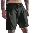 thumbnail image 1 of Men's Linen Shorts - Elastic Waist Casual Beach Pants with 7" Inseam, 1 of 6