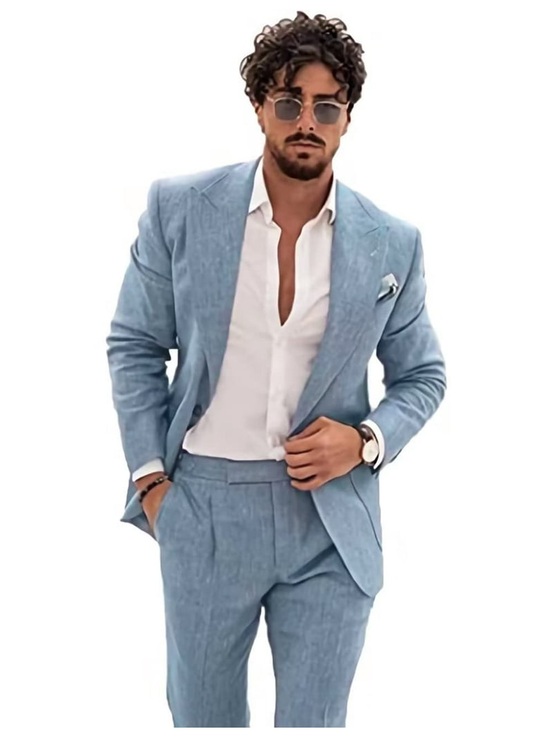 dusty blue dress pants The Black Tux Light Suit Pants-Classic In Blue | Size: 42/30