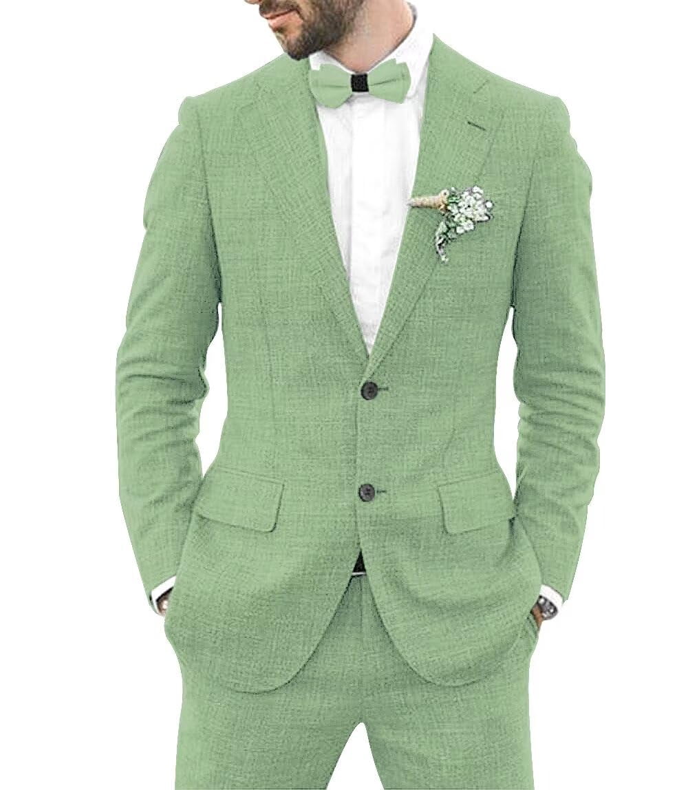 Men's Linen Suit 2 Piece Linen Suits Slim Fit Wedding Beach Casual — free download