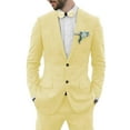 thumbnail image 1 of Men's Linen Suit 2 Piece Linen Suits Slim Fit Wedding Beach Casual Summer Linen Blazer Pants Suit Yellow 4XL, 1 of 7