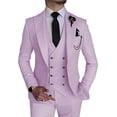 thumbnail image 1 of Men's Linen Suit 3 Piece Linen Suits Slim Fit Wedding Beach Casual Summer Linen Blazer Pants Suit Lilac 4XL, 1 of 7