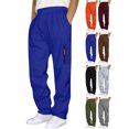 thumbnail image 1 of Men's Sweatpants with Pockets Fashion Solid Color Drawstring Elastic Waist Zipper Pocket Sports Sweat Simple Basic Style, 1 of 5