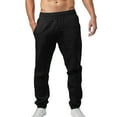 thumbnail image 1 of Men's Linen Trousers Lightweight Summer Casual Pants Slim Fit Drawstring Elastic Waistband Beach Holiday Yoga Comfortable Breathable Men's Pants for Travel Loose Fit Big and Tall, 1 of 6