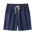 thumbnail image 1 of Men's Linen Workout Running Shorts Quick Dry Gym Athletic Shorts with Pockets Loose Training Jogger Pants, 1 of 7