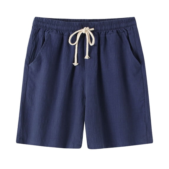 Men's Linen Workout Running Shorts Quick Dry Gym Athletic Shorts with Pockets Loose Training Jogger Pants