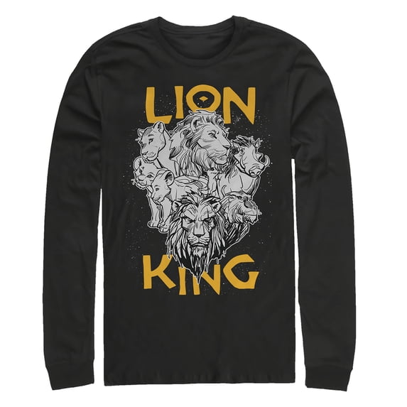 Men's Lion King Animal Kingdom Crew Long Sleeve Shirt Black 2X Large