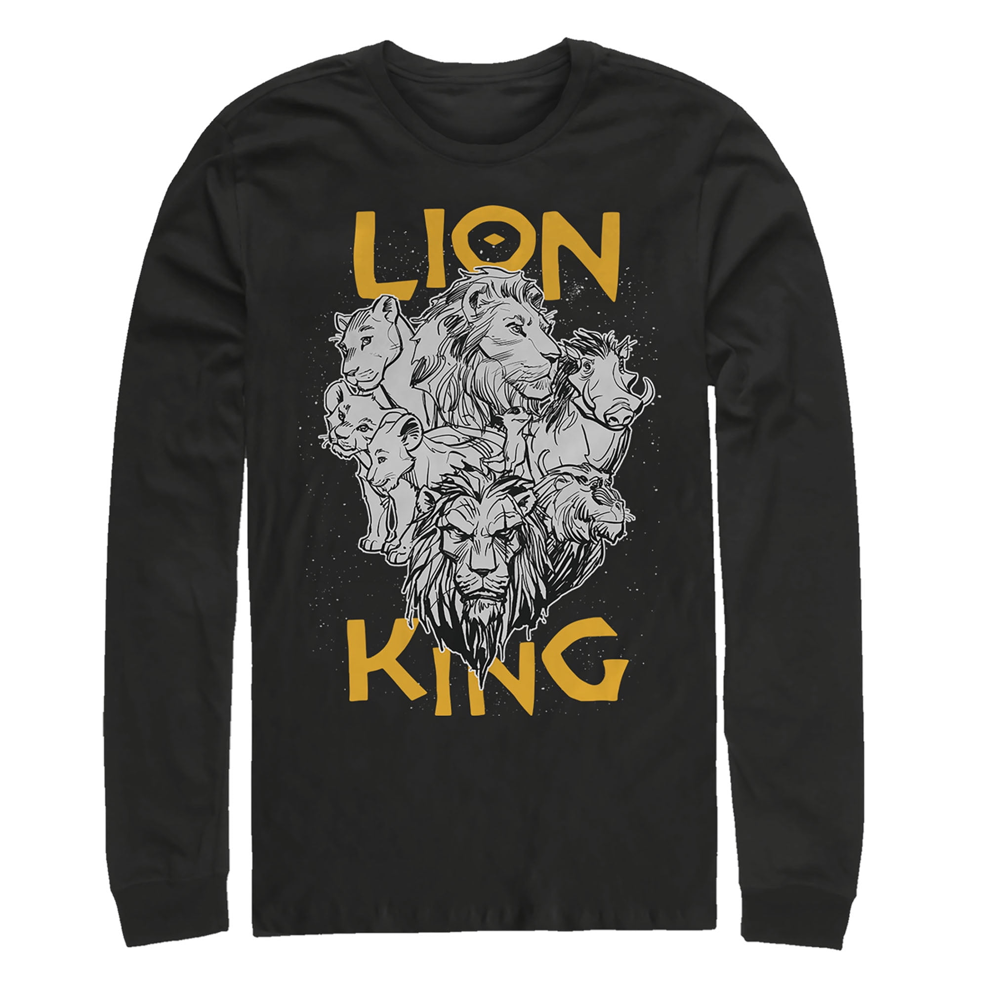 Men s Lion King Animal Kingdom Crew Long Sleeve Shirt Black X Large
