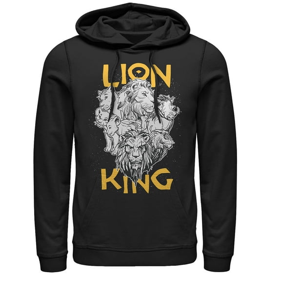 Men's Lion King Animal Kingdom Crew Pull Over Hoodie Black 2X Large