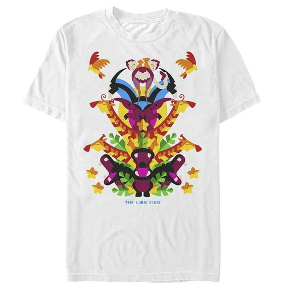 Men's Lion King Artistic Animal Pyramid Graphic Tee White Medium