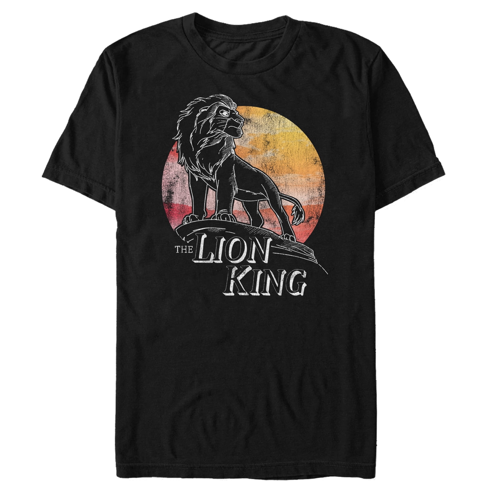 Men's Lion King Artistic King of Pride Lands Graphic Tee Black Large 