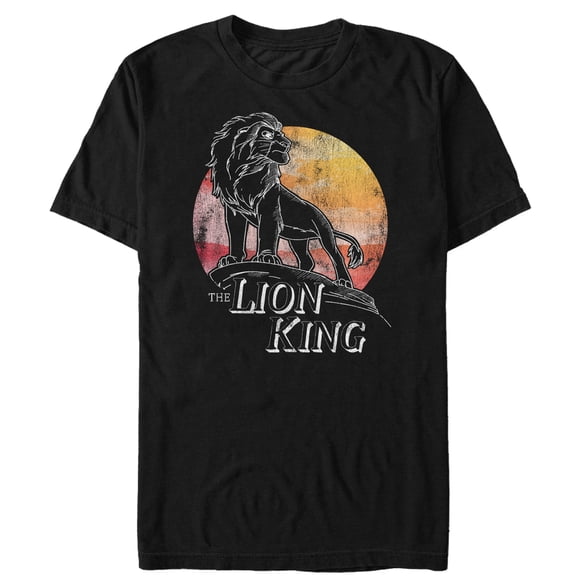Men's Lion King Artistic King of Pride Lands Graphic Tee Black Medium