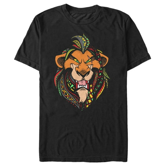 Men's Lion King Artistic Roar Scar Decorative Lions Mane Graphic Tee Black Large