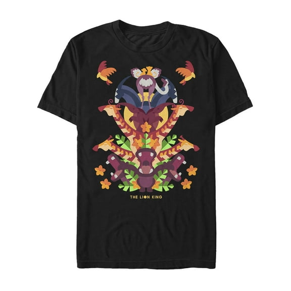 Men's Lion King Artsy Animal Pyramid Graphic Tee Black 3X Large