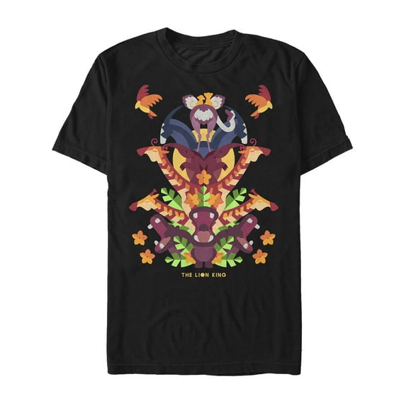 Men's Lion King Artsy Animal Pyramid Graphic Tee Black Medium