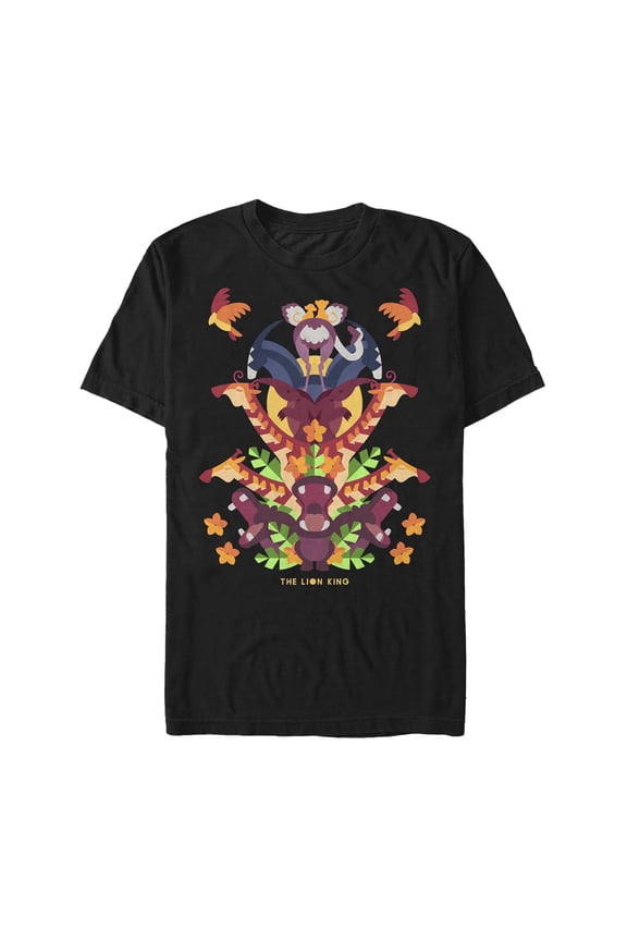 Men's Lion King Artsy Animal Pyramid  Graphic Tee Black Small