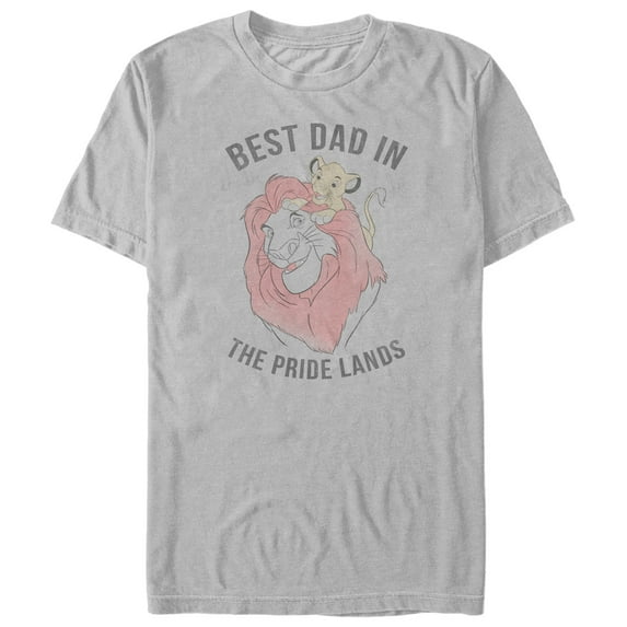 Men's Lion King Best Dad in Pride Land Graphic Tee Silver 2X Large