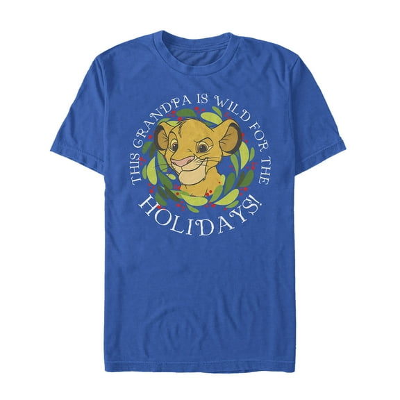 Men's Lion King Christmas Wild Grandpa Graphic Tee Royal Blue Small