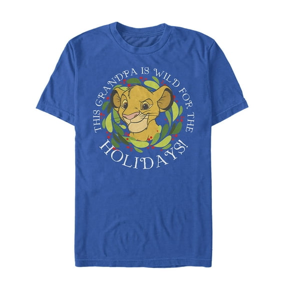 Men's Lion King Christmas Wild Grandpa Graphic Tee Royal Blue X Large
