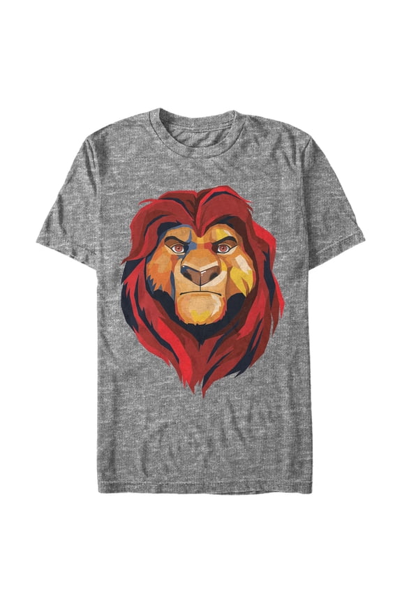 Men's Lion King Geometric Mufasa Portrait  Graphic Tee Athletic Heather Large