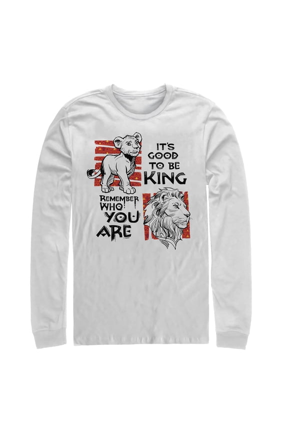 Men's Lion King Good to Be King Long Sleeve Shirt White Large