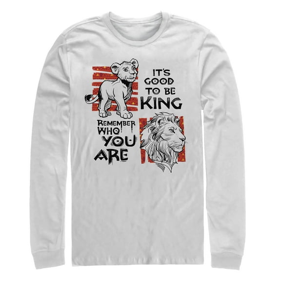 Men's Lion King Good to Be King  Long Sleeve Shirt White Medium