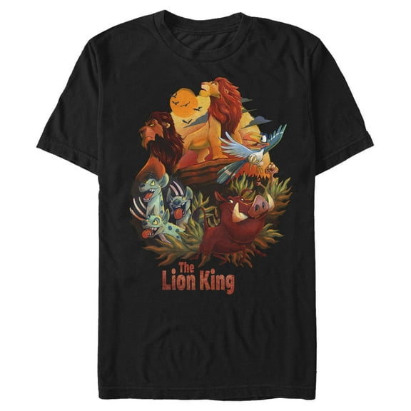 Men's Lion King Groovy Character Cartoon Graphic Tee Black X Large