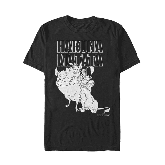 Men's Lion King Hakuna Matata Friends  Graphic Tee Black 4X Large