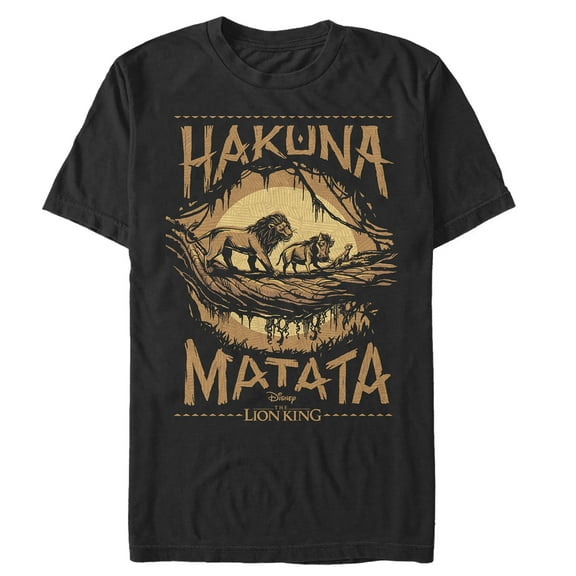 Men's Lion King Hakuna Matata Jungle Trio Graphic Tee Black Medium