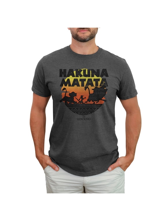 Men's Lion King Hakuna Matata Sunset Circle Graphic Tee Charcoal Heather 2X Large