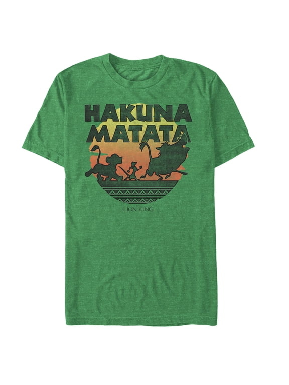 Men's Lion King Hakuna Matata Sunset Circle Graphic Tee Kelly Heather Medium
