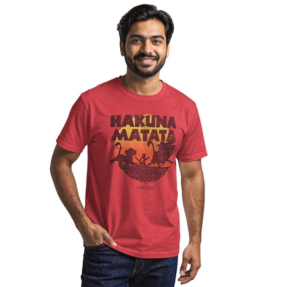Men's Lion King Hakuna Matata Sunset Circle Graphic Tee Red Heather 3X Large