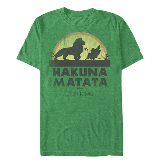 Men's Lion King Hakuna Matata Sunset Strut Graphic Tee Kelly Heather Large