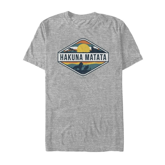 Men's Lion King Hakuna Matata Vibrant Park Emblem  Graphic Tee Athletic Heather 3X Large
