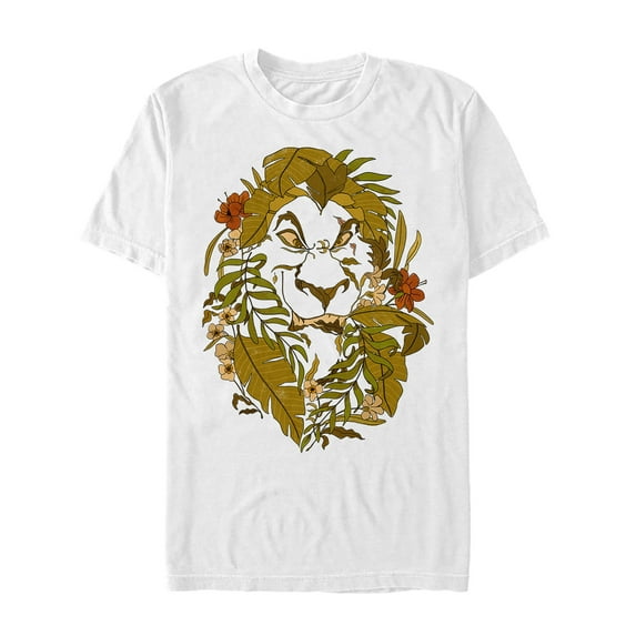 Men's Lion King Leaf Scar Pattern Graphic Tee White 2X Large