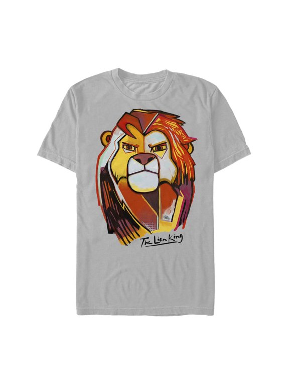 Men's Lion King Modern Art Simba Graphic Tee Silver X Large