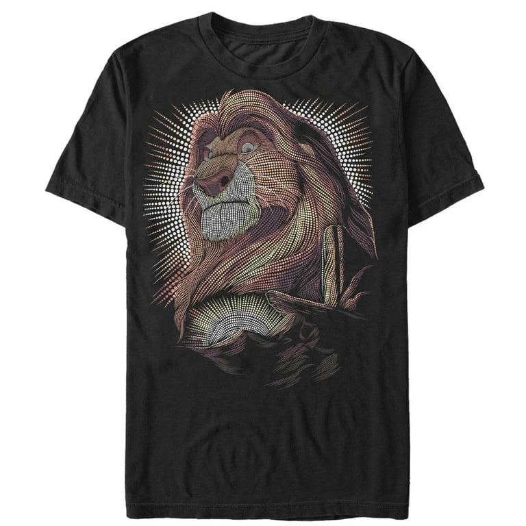 Men's Lion King Mufasa Dot Portrait Graphic Tee Black Large